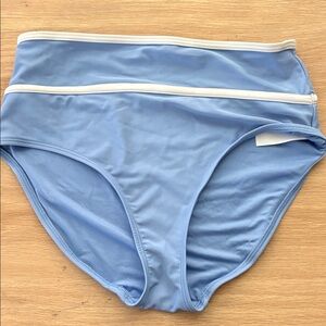 Old Navy Light Blue High-Waist Bikini Bottom with White Trim